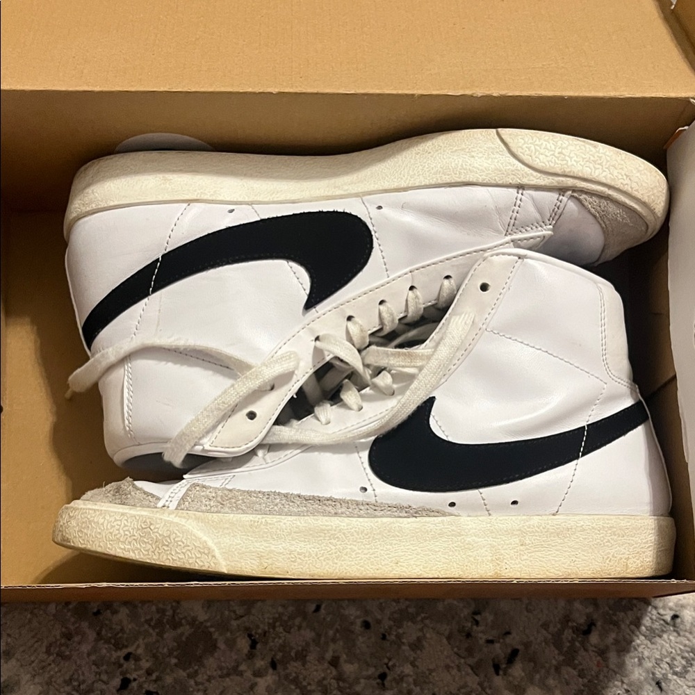 Nike White and Black High-Top Sneakers